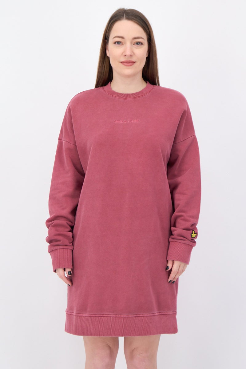 Lyle & Scott Women Embroidered Logo Sweater Dress, Old Rose - Image 1